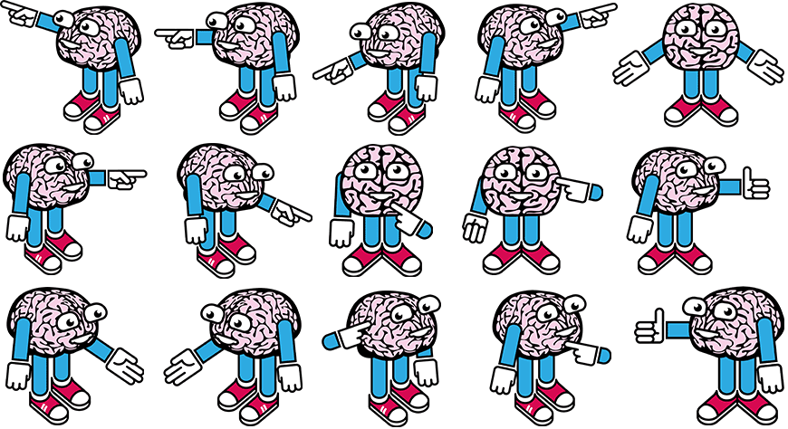 Mr Brains cartoon illustrations