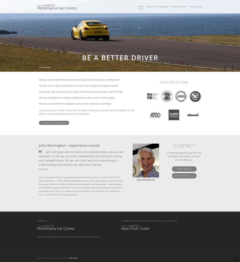 Performance driving coach website
