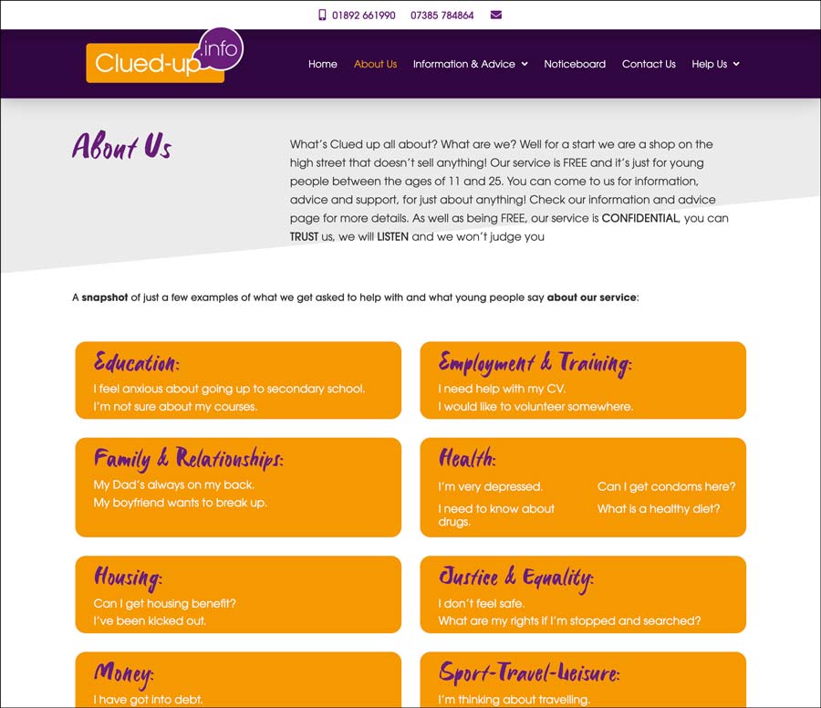 Crowborough Clued Up Information Shop website About Us page
