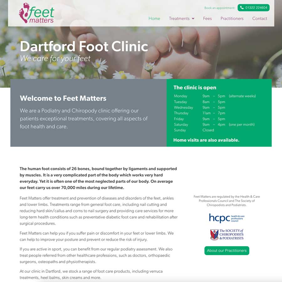 Feet Matters website, home page