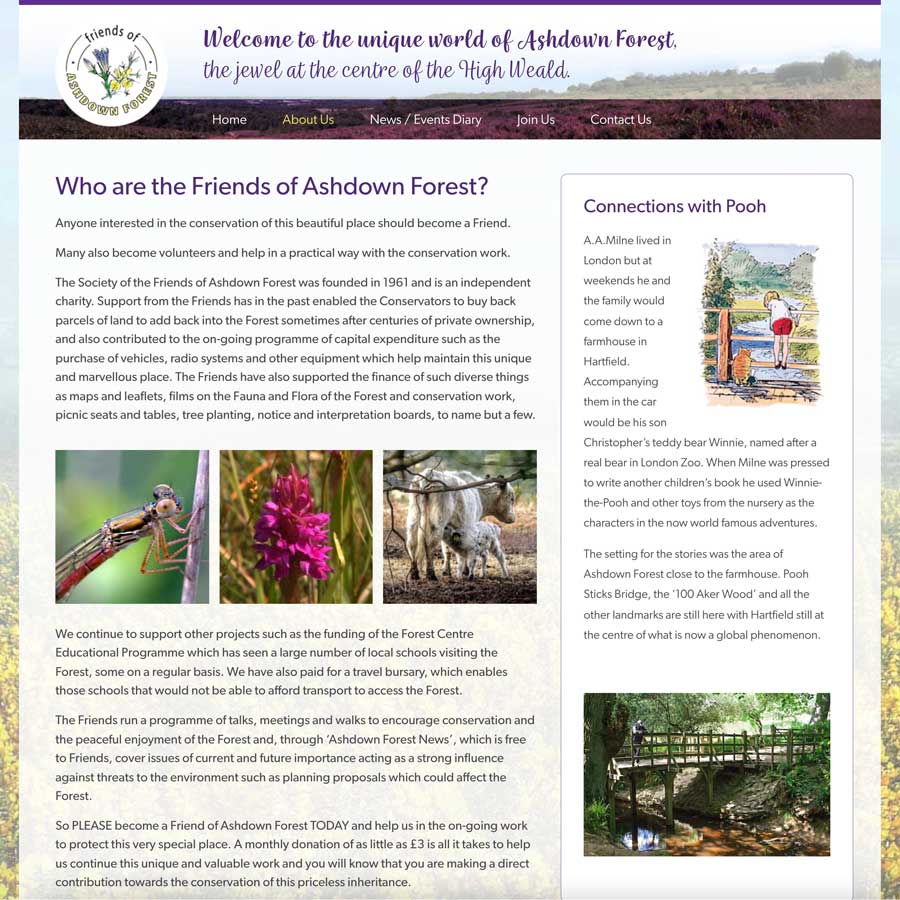 Friends of Ashdown Forest website about page