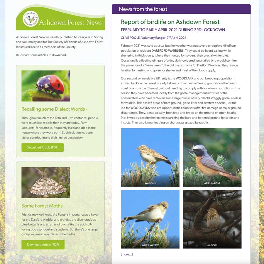 Friends of Ashdown Forest website news and announcements page