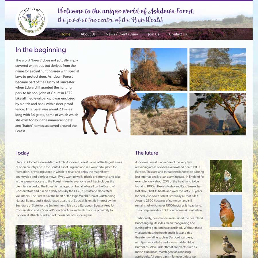 Friends of Ashdown Forest website home page